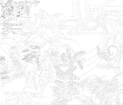 山水風景浮雕雕塑原創(chuàng)手繪設計稿