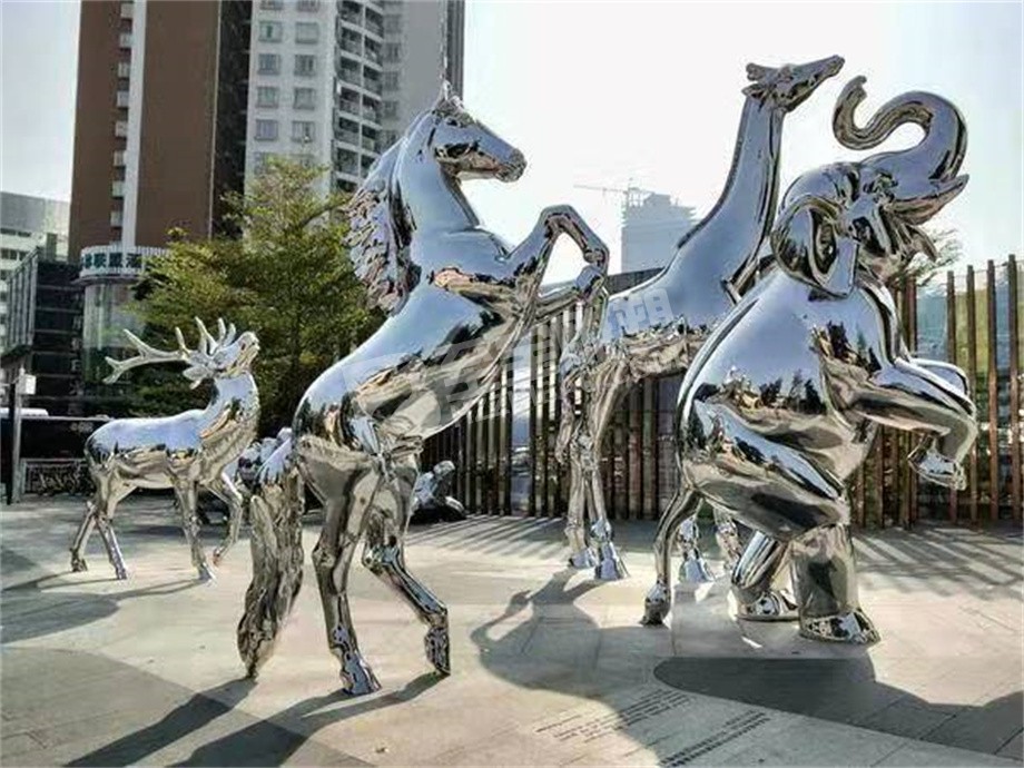 廣場鏡面動物不銹鋼雕塑定制