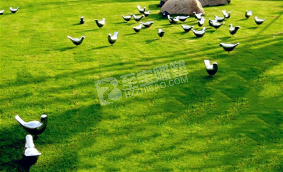 城市公園園林小品鏡面鳥(niǎo)不銹鋼雕塑定制
