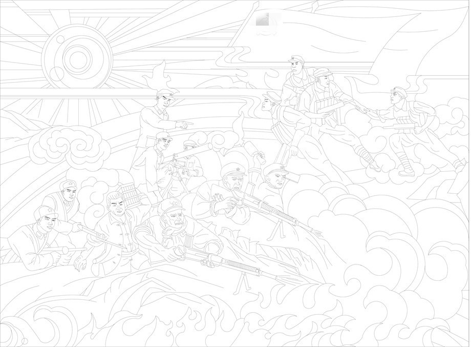 紅色黨建浮雕雕塑原創(chuàng)手繪設計稿