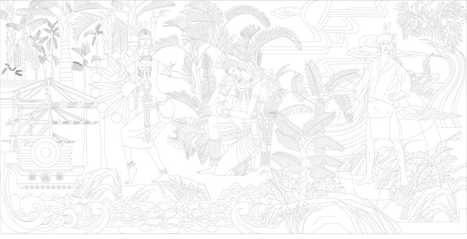 民族團(tuán)結(jié)浮雕雕塑原創(chuàng)手繪設(shè)計稿