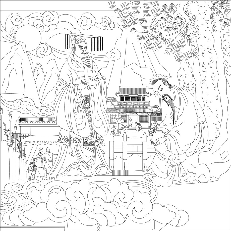 人文歷史浮雕雕塑原創(chuàng)手繪設計稿