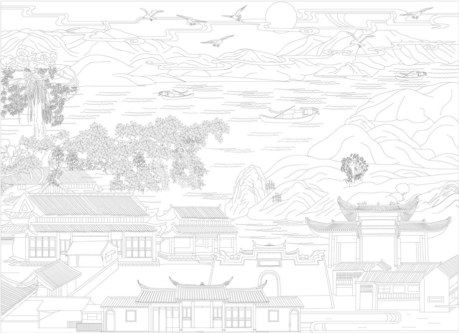 山水風(fēng)景浮雕雕塑原創(chuàng)手繪設(shè)計稿