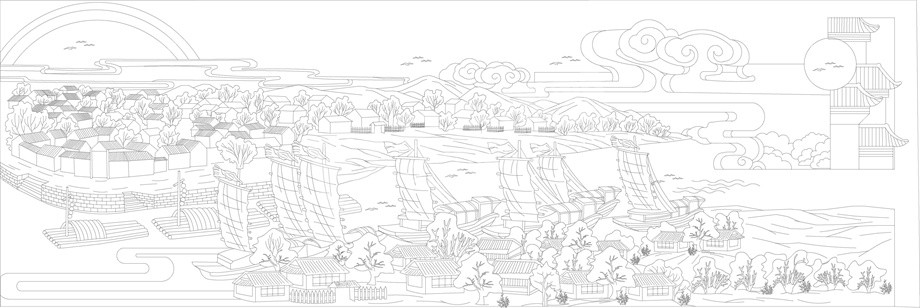 山水風(fēng)景浮雕雕塑原創(chuàng)手繪設(shè)計(jì)稿