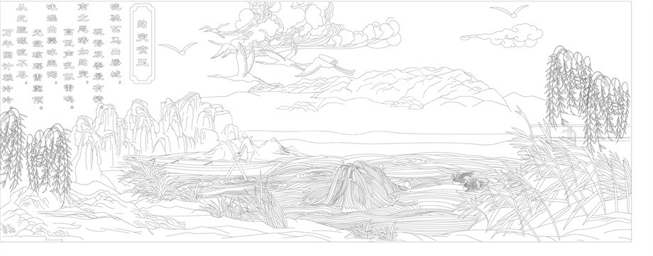 山水風(fēng)景浮雕雕塑原創(chuàng)手繪設(shè)計稿