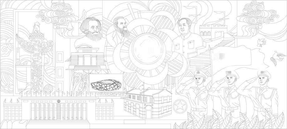 紅色黨建浮雕雕塑原創(chuàng)手繪設(shè)計(jì)稿