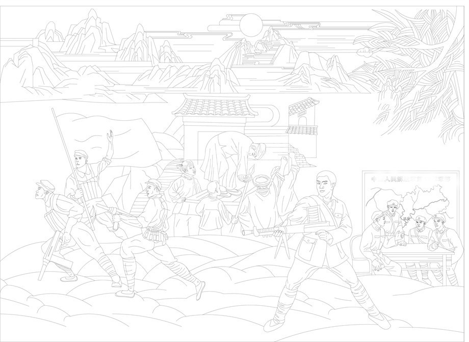 紅色黨建浮雕雕塑原創(chuàng)手繪設(shè)計(jì)稿