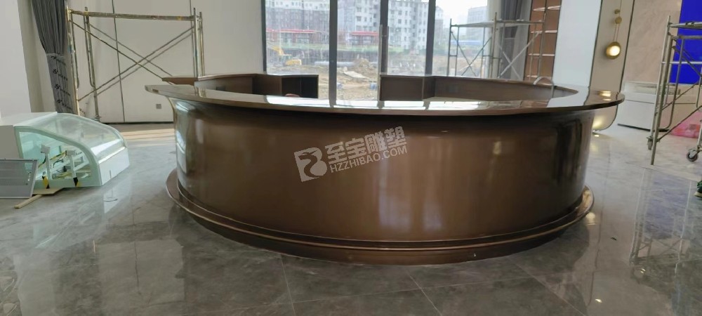 銅陵銅官區(qū)城投太學(xué)里營銷中心電鍍不銹鋼水吧臺雕塑